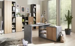 Aktenschrank Cuando | 218 cm, Steingrau, Eiche (Nachbildung)