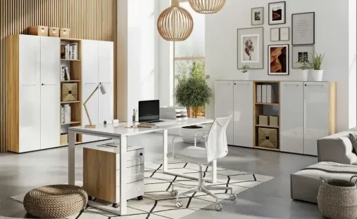 Aktenschrank GW-Monteria | 196 cm, Eiche (Nachbildung), Weiß