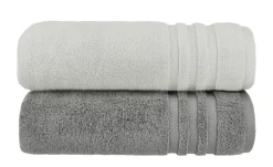 Badetuch (100 x 150cm), 2er Set Anthrazit-Hellgrau Soft Cotton