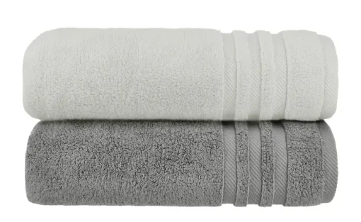 Badetuch (100 x 150cm), 2er Set Anthrazit-Hellgrau Soft Cotton