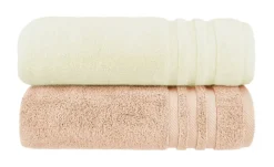 Badetuch (100 x 150cm), 2er-Set Hellorange-Creme Soft Cotton