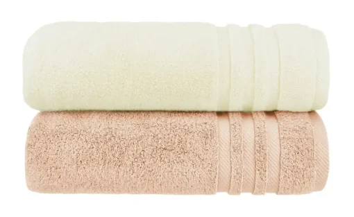 Badetuch (100 x 150cm), 2er-Set Hellorange-Creme Soft Cotton