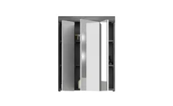 Badezimmerspiegelschrank SCHLOONSEE, Breite 60cm, 3 Spiegeltüren, 9 Fächer, 6 Einlegeböden, in verschiedenen Farben erhältlich, Badmöbel, Spiegel, Badschrank, Bad Schloonsee | Silbergrau