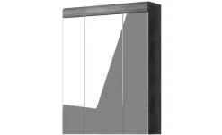 Badezimmerspiegelschrank SCHLOONSEE, Breite 60cm, 3 Spiegeltüren, 9 Fächer, 6 Einlegeböden, in verschiedenen Farben erhältlich, Badmöbel, Spiegel, Badschrank, Bad Schloonsee | Silbergrau