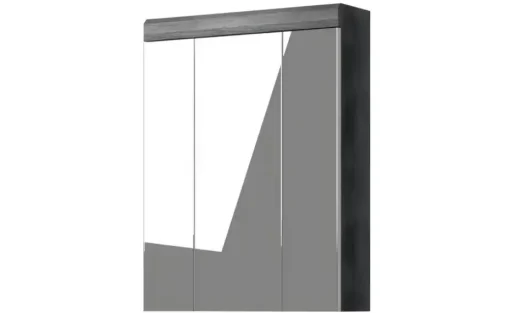 Badezimmerspiegelschrank SCHLOONSEE, Breite 60cm, 3 Spiegeltüren, 9 Fächer, 6 Einlegeböden, in verschiedenen Farben erhältlich, Badmöbel, Spiegel, Badschrank, Bad Schloonsee | Silbergrau