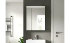 Badezimmerspiegelschrank SCHLOONSEE, Breite 60cm, 3 Spiegeltüren, 9 Fächer, 6 Einlegeböden, in verschiedenen Farben erhältlich, Badmöbel, Spiegel, Badschrank, Bad Schloonsee | Weiß
