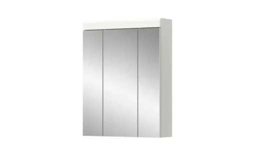 Badezimmerspiegelschrank SCHLOONSEE, Breite 60cm, 3 Spiegeltüren, 9 Fächer, 6 Einlegeböden, in verschiedenen Farben erhältlich, Badmöbel, Spiegel, Badschrank, Bad Schloonsee | Weiß
