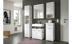 Badezimmerspiegelschrank SCHLOONSEE, Breite 60cm, 3 Spiegeltüren, 9 Fächer, 6 Einlegeböden, in verschiedenen Farben erhältlich, Badmöbel, Spiegel, Badschrank, Bad Schloonsee | Weiß