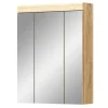 Badezimmerspiegelschrank SCHLOONSEE, Breite 60cm, 3 Spiegeltüren, 9 Fächer, 6 Einlegeböden, in verschiedenen Farben erhältlich, Badmöbel, Spiegel, Badschrank, Bad Schloonsee | Eiche Sonoma (Nachbildung)