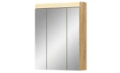 Badezimmerspiegelschrank SCHLOONSEE, Breite 60cm, 3 Spiegeltüren, 9 Fächer, 6 Einlegeböden, in verschiedenen Farben erhältlich, Badmöbel, Spiegel, Badschrank, Bad Schloonsee | Eiche Sonoma (Nachbildung)