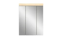 Badezimmerspiegelschrank SCHLOONSEE, Breite 60cm, 3 Spiegeltüren, 9 Fächer, 6 Einlegeböden, in verschiedenen Farben erhältlich, Badmöbel, Spiegel, Badschrank, Bad Schloonsee | Eiche Sonoma (Nachbildung)