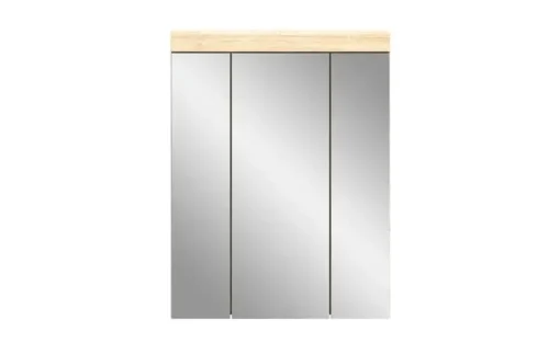 Badezimmerspiegelschrank SCHLOONSEE, Breite 60cm, 3 Spiegeltüren, 9 Fächer, 6 Einlegeböden, in verschiedenen Farben erhältlich, Badmöbel, Spiegel, Badschrank, Bad Schloonsee | Eiche Sonoma (Nachbildung)