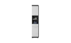 Badmöbel-Set SCHLOONSEE, 4 teilig, bestehend aus: Hochschrank, Waschbeckenunterschrank, Badspiegel, Midischrank Schloonsee | Weiß, hochglanz