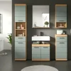 Badmöbel-Set SCHLOONSEE, 5 teilig, bestehend aus: Hochschrank, WBU, Spiegel, Unterschrank, Hängeschrank Schloonsee | Eiche Artisan (Nachbildung), Salbeigrün