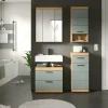Badmöbel-Set SCHLOONSEE, 4 teilig, bestehend aus: Waschbeckenunterschrank, Spiegelschrank, Unterschrank, Hängeschrank Schloonsee | Eiche Artisan (Nachbildung), Salbeigrün