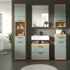 Badmöbel-Set SCHLOONSEE, 5 teilig, bestehend aus: Hochschrank, WBU, Spiegel, Unterschrank, Hängeschrank Schloonsee | Eiche Artisan (Nachbildung), Salbeigrün