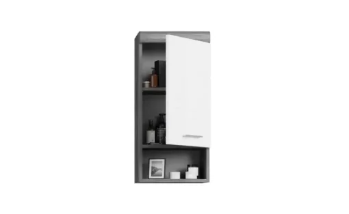 Badmöbel-Set SCHLOONSEE, 4 teilig, bestehend aus: Waschbeckenunterschrank, Spiegelschrank, Unterschrank, Hängeschrank Schloonsee | Weiß, hochglanz