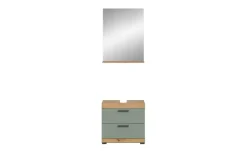 Badmöbel-Set SCHLOONSEE, 2 teilig, bestehend aus: Waschbeckenunterschrank, Spiegel, in verschiedenen Farben erhältlich, Badmöbel, Kombination, Badezimmer Schloonsee | Eiche Artisan (Nachbildung), Salbeigrün