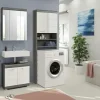 Badmöbel-Set SCHLOONSEE, 4 teilig, bestehend aus: Hochschrank, WBU, Spiegelschrank, Waschmaschinenumbauschrank Schloonsee | Weiß, hochglanz