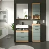 Badmöbel-Set SCHLOONSEE, 4 teilig, bestehend aus: Waschbeckenunterschrank, Spiegel, Unterschrank, Hängeschrank Schloonsee | Eiche Artisan (Nachbildung), Salbeigrün