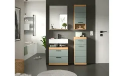 Badmöbel-Set SCHLOONSEE, 4 teilig, bestehend aus: Waschbeckenunterschrank, Spiegel, Unterschrank, Hängeschrank Schloonsee | Eiche Artisan (Nachbildung), Salbeigrün