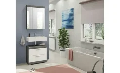 Badmöbel-Set SCHLOONSEE, 2 tlg., bestehend aus: Waschbeckenunterschrank, Spiegelschrank, in verschiedenen Farben erhältlich, Badmöbel, Kombination, Badezimmer Schloonsee | Weiß, hochglanz