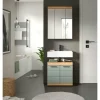 Badmöbel-Set SCHLOONSEE, 2 tlg., bestehend aus: Waschbeckenunterschrank, Spiegelschrank, in verschiedenen Farben erhältlich, Badmöbel, Kombination, Badezimmer Schloonsee | Eiche Artisan (Nachbildung), Salbeigrün