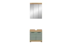 Badmöbel-Set SCHLOONSEE, 2 tlg., bestehend aus: Waschbeckenunterschrank, Spiegelschrank, in verschiedenen Farben erhältlich, Badmöbel, Kombination, Badezimmer Schloonsee | Eiche Artisan (Nachbildung), Salbeigrün