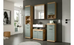 Badmöbel-Set SCHLOONSEE, 2 tlg., bestehend aus: Waschbeckenunterschrank, Spiegelschrank, in verschiedenen Farben erhältlich, Badmöbel, Kombination, Badezimmer Schloonsee | Eiche Artisan (Nachbildung), Salbeigrün