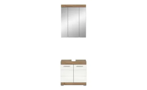 Badmöbel-Set WALDSEE, 2 tlg., bestehend aus: Waschbeckenunterschrank, Spiegelschrank, in verschiedenen Farben erhältlich, Badmöbel, Kombination, Badezimmer Waldsee