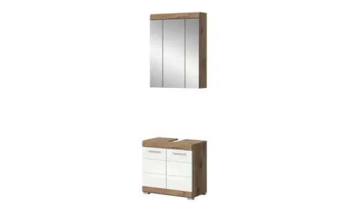 Badmöbel-Set WALDSEE, 2 tlg., bestehend aus: Waschbeckenunterschrank, Spiegelschrank, in verschiedenen Farben erhältlich, Badmöbel, Kombination, Badezimmer Waldsee