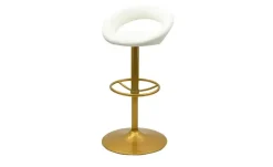 Barhocker Lederlook Holger | Weiß, Goldfarben | Höffner