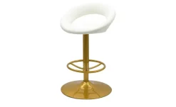 Barhocker Lederlook Holger | Weiß, Goldfarben | Höffner