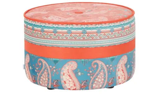 bassetti by SCHRÖNO Pouf aus Velours Tino | Blau, Orange