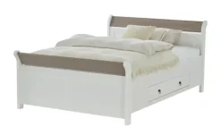 Bettgestell Massivholz Fehmarn | Weiß, Lavagrau, 140 cm