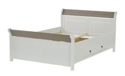 Bettgestell Massivholz Fehmarn | Weiß, Lavagrau, 140 cm