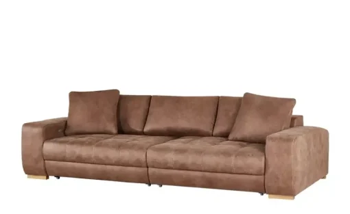 bobb Big Sofa cognac - Microfaser Caro | Mikrofaser in Leder-Optik, Cognacbraun