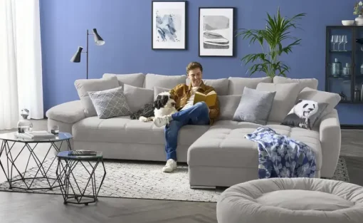 bobb Ecksofa  mit pflegeleichtem Bezugsstoff  Farina | Grau, rechts