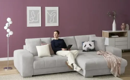 bobb Ecksofa  mit pflegeleichtem Bezugsstoff  Caro II  | Grau, rechts