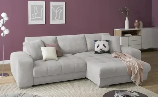 bobb Ecksofa  mit pflegeleichtem Bezugsstoff  Caro II  | Grau, rechts
