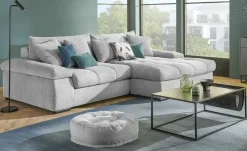 bobb Ecksofa mit trendigem Cordbezug Hella | rechts, Hellgrau