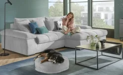 bobb Ecksofa mit trendigem Cordbezug Hella | rechts, Hellgrau