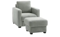 bobb Hocker mit Boxspringpolsterung Lisa de Luxe | Grau, Mikrofaser