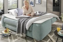 bobb Schlafsofa mit Boxspringpolsterung Viannie de Luxe | Cordstoff, Mintgrün