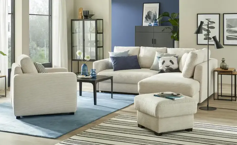 bobb Sessel mit Boxspringpolsterung Lisa de Luxe | Cordstoff, Natur