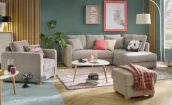 bobb Sessel mit Boxspringpolsterung Lisa de Luxe | Flachgewebe, Taupe