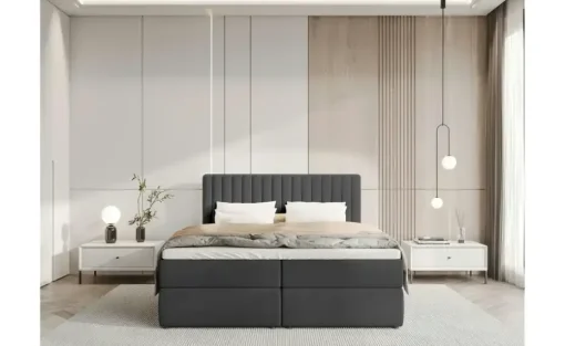Boxbett mit Bettkasten und Topper Drayton | 140x200 cm, Graphit