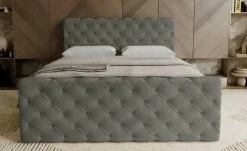 Boxbett mit Stauraum Lund | Dunkelgrau, 140 cm