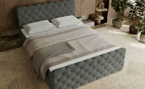 Boxbett mit Stauraum Lund | Dunkelgrau, 140 cm