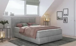Boxbett mit Stauraum Margam | 140 cm, Silbergrau